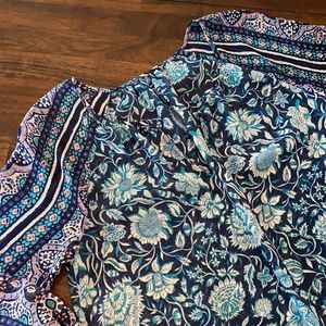 Lucky Brand Print Sheer Blouse, Size L